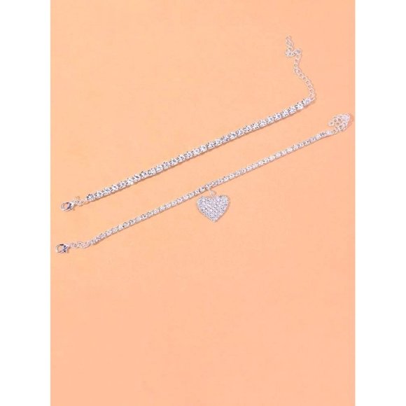 Heart Rhinestone Charm Ankket - Picture 2 of 2